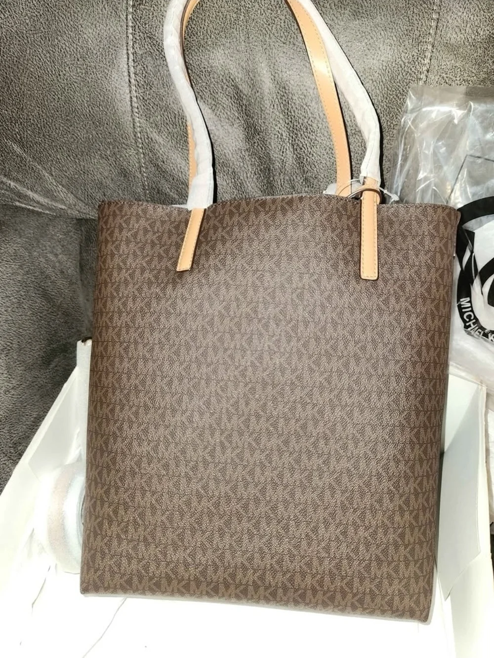 Michael Kors Hayley Brown Logo Canvas Tote